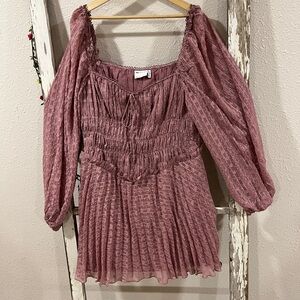 ASOS Textured Long Sleeve Dress in Mauve